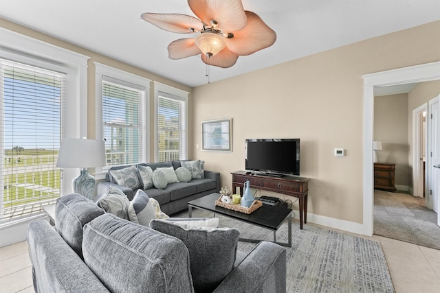 view of tiled living room