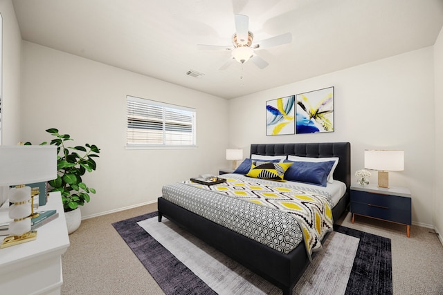 bedroom with carpet and ceiling fan