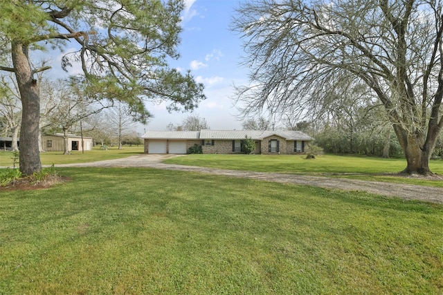 ranch-style home featuring a front yard