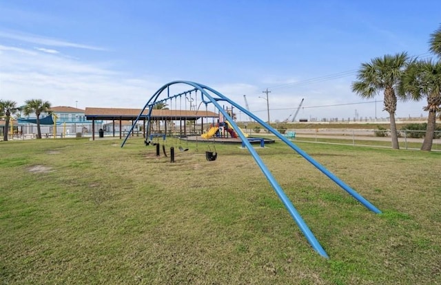 view of playground featuring a yard