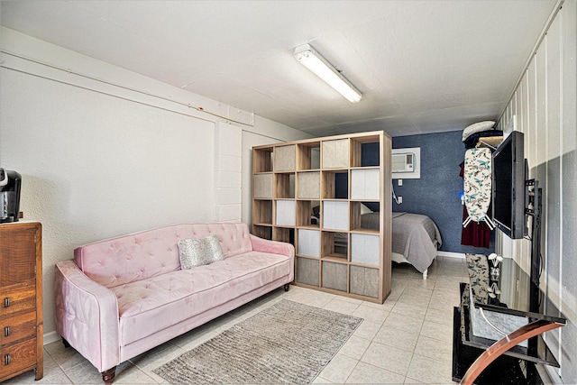 living room with light tile patterned floors