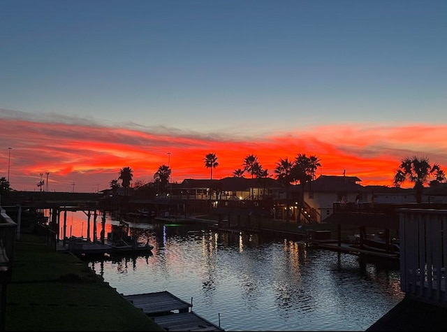 water view with a boat dock