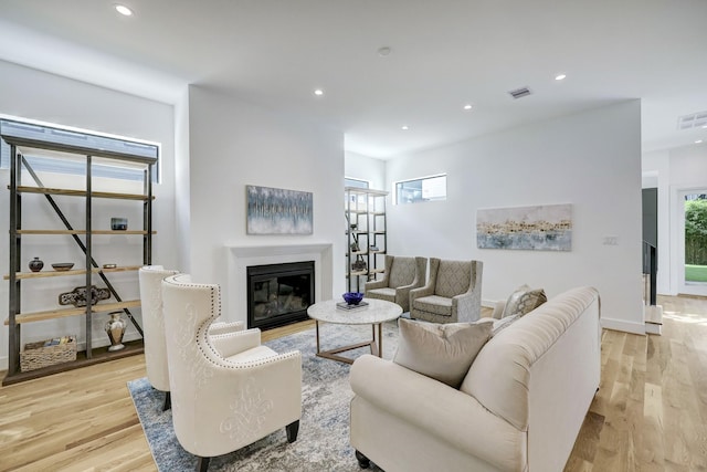 living room featuring light wood-type flooring