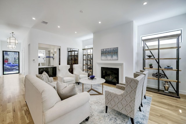 living room featuring light hardwood / wood-style flooring