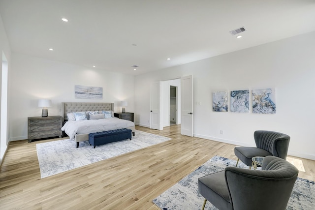 bedroom with light wood-type flooring