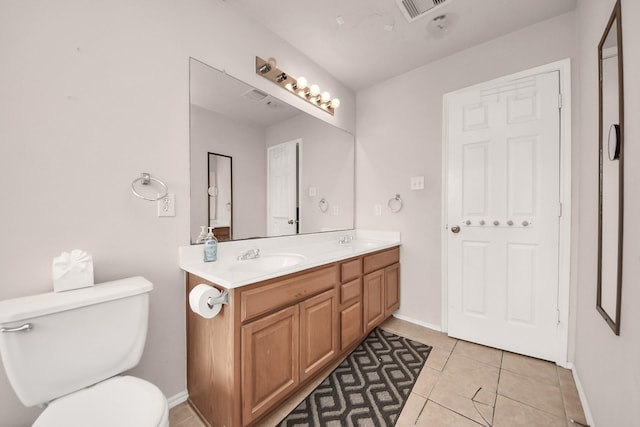 bathroom with tile patterned floors, vanity, and toilet