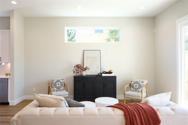 living room featuring light wood-type flooring