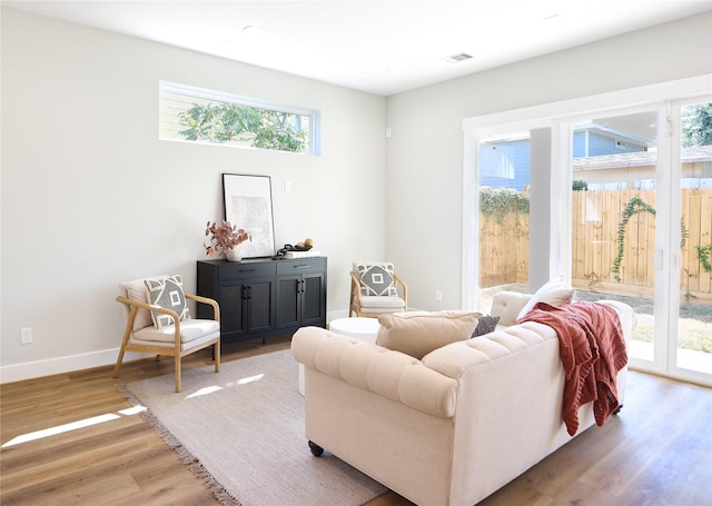 living area featuring wood-type flooring