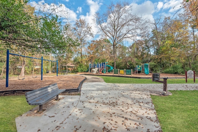 view of playground featuring a yard