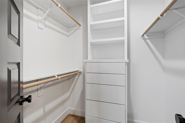 spacious closet featuring hardwood / wood-style floors