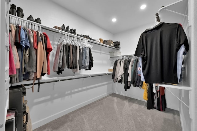 spacious closet with light carpet