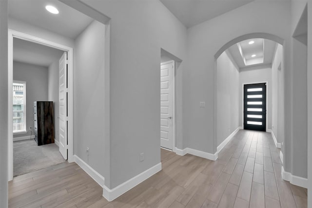 entryway with light wood-type flooring