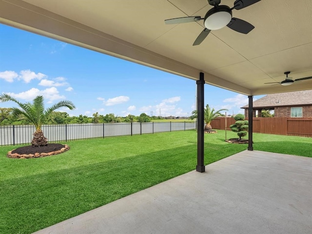 view of patio with ceiling fan