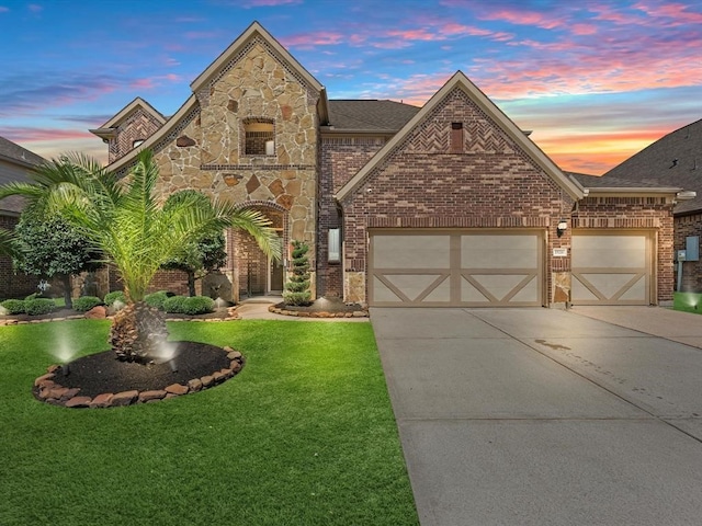 view of front of home with a lawn