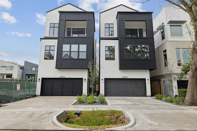 contemporary home with a garage