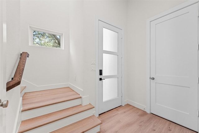 interior space with light hardwood / wood-style floors