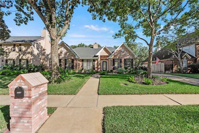 view of front of home featuring a front lawn