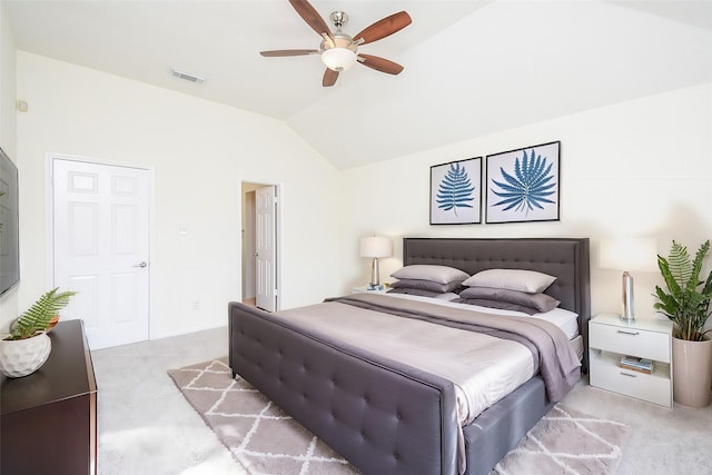 bedroom with vaulted ceiling and ceiling fan