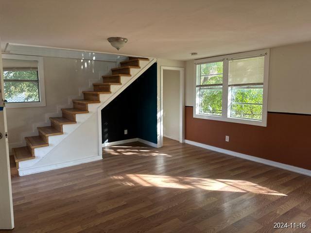 interior space with dark hardwood / wood-style floors