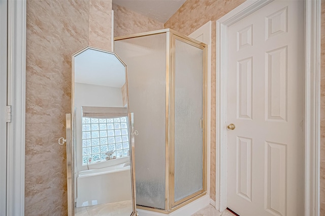 bathroom featuring walk in shower