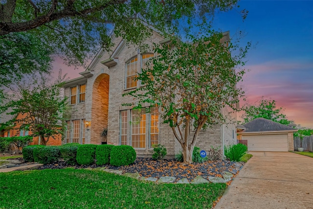 view of front of home with a garage