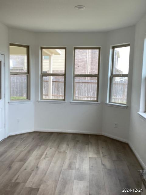 unfurnished room with light hardwood / wood-style floors