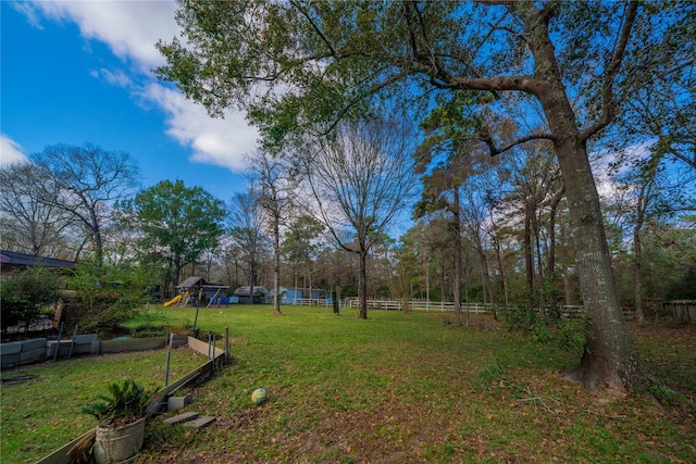 view of yard featuring a playground