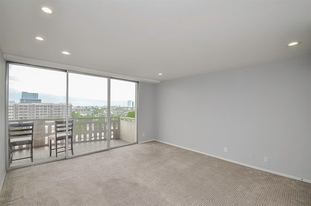 carpeted empty room featuring floor to ceiling windows