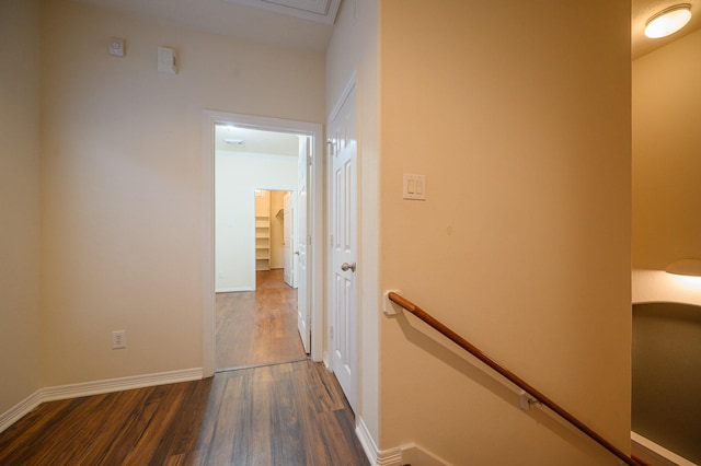 corridor featuring dark hardwood / wood-style floors