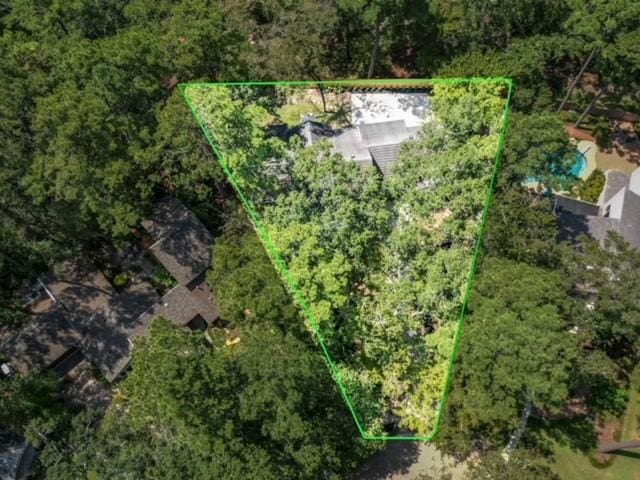 aerial view of property's location featuring property parcel outlined