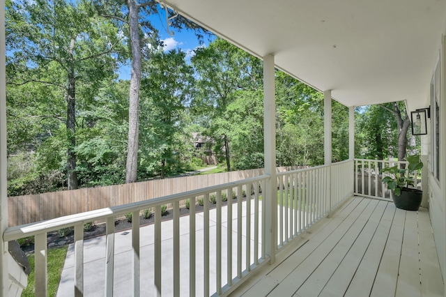 deck with view of scattered trees