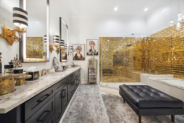 bathroom featuring vanity and ornamental molding