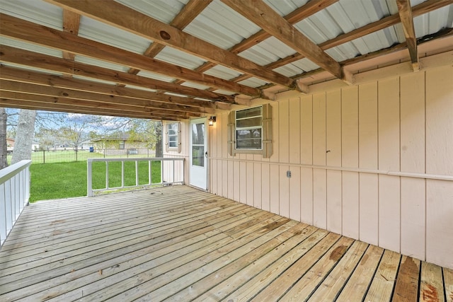 deck featuring a yard