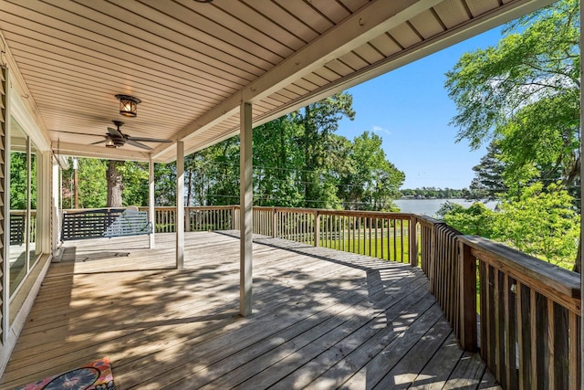 deck featuring ceiling fan