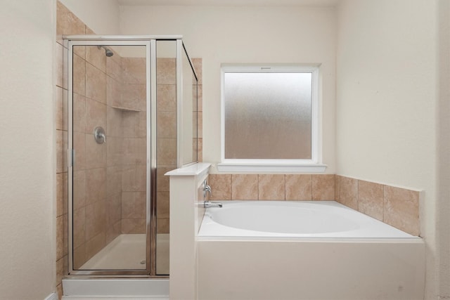 bathroom with plus walk in shower