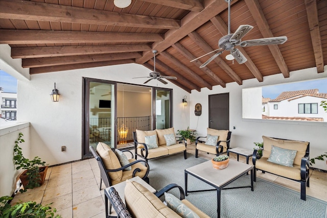 view of patio featuring outdoor lounge area and ceiling fan