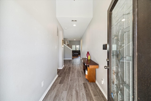 hall featuring hardwood / wood-style floors