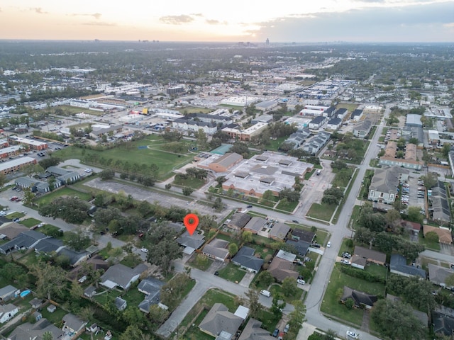 view of aerial view at dusk