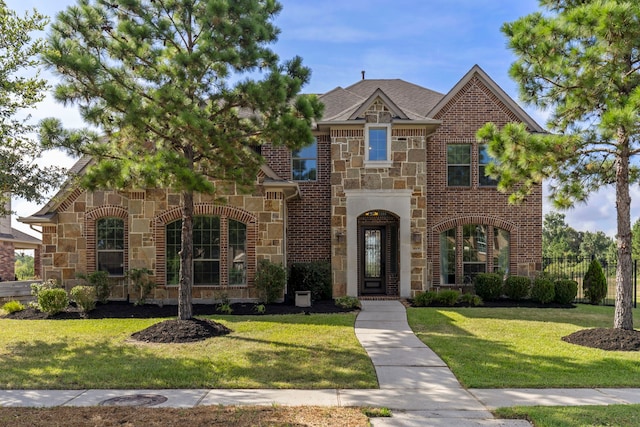 view of front of house with a front lawn