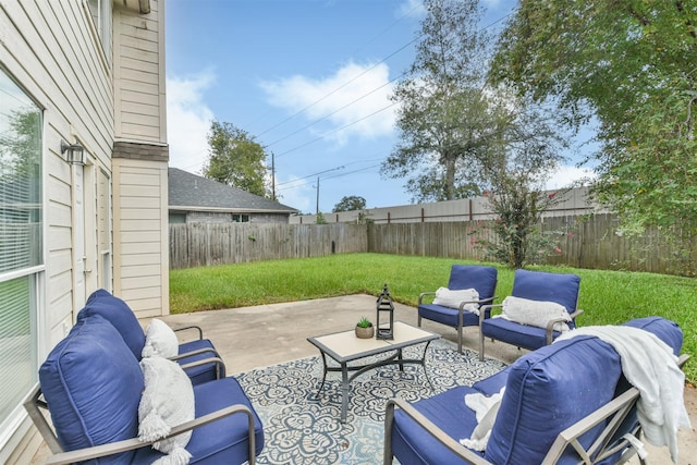 view of patio featuring an outdoor hangout area