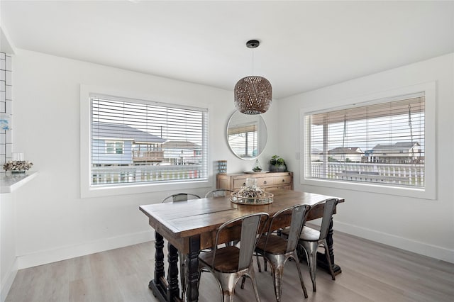 dining space featuring light hardwood / wood-style floors