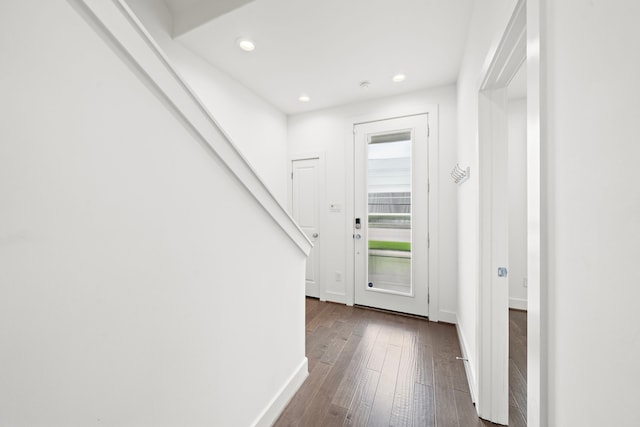 foyer with dark wood-type flooring