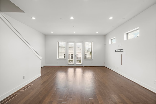 interior space with dark wood-type flooring