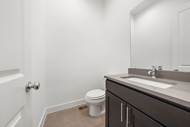 bathroom with tile patterned flooring, vanity, and toilet