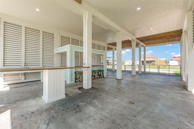 view of patio / terrace with a bar