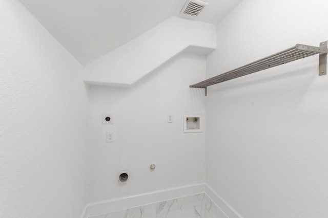 washroom with hookup for a gas dryer, washer hookup, and hookup for an electric dryer