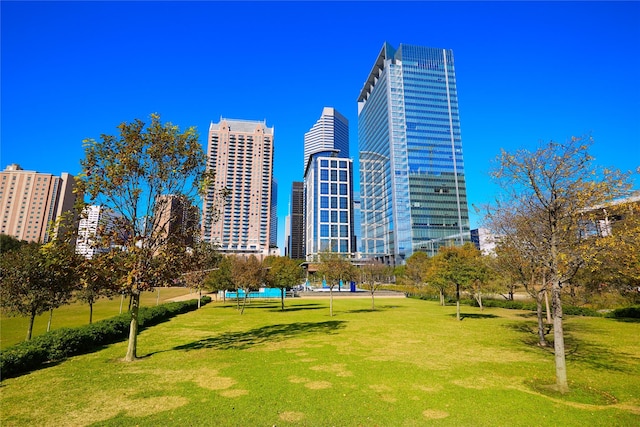 view of property's community featuring a yard