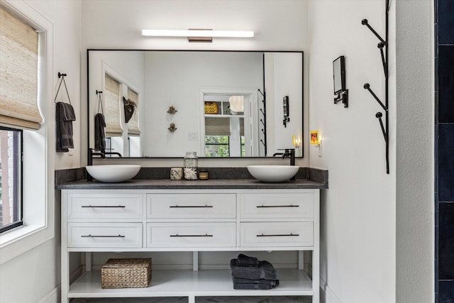 bathroom with plenty of natural light and vanity