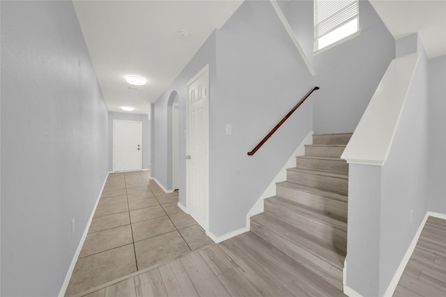 hallway featuring light wood-type flooring