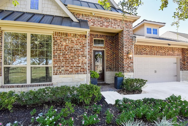 property entrance with a garage